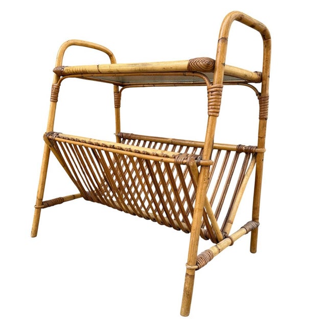 Italian Rattan Side Table, 1950s For Sale - Image 9 of 14