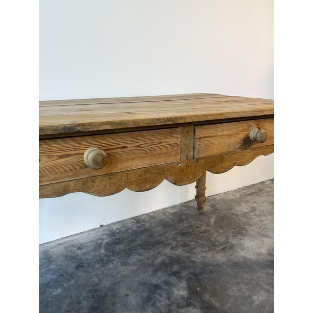 Victorian Antique Victorian Pine Side Table With Scalloped Apron For Sale - Image 3 of 5