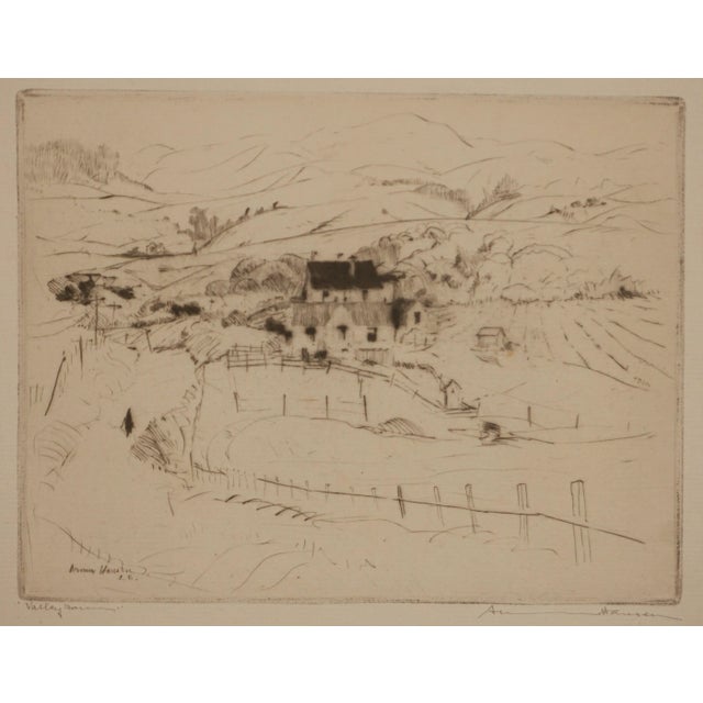 Early 20th Century Signed Etching by Armin Carl Hansen -- Valley Farm For Sale - Image 4 of 4