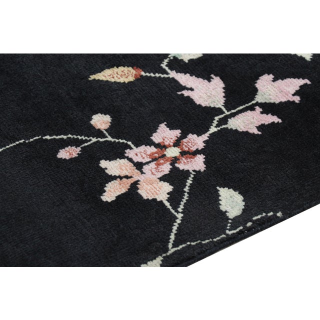 Rug & Kilim’s Chinese Art Deco Style Runner in Black With Colorful Florals For Sale In New York - Image 6 of 7