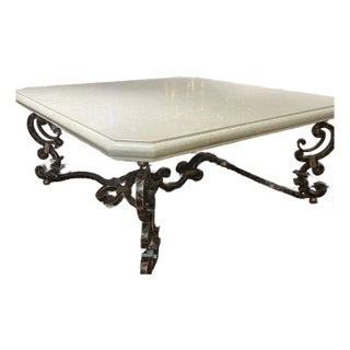 Magellan Coffee Table With Hard Wrought Iron Base For Sale