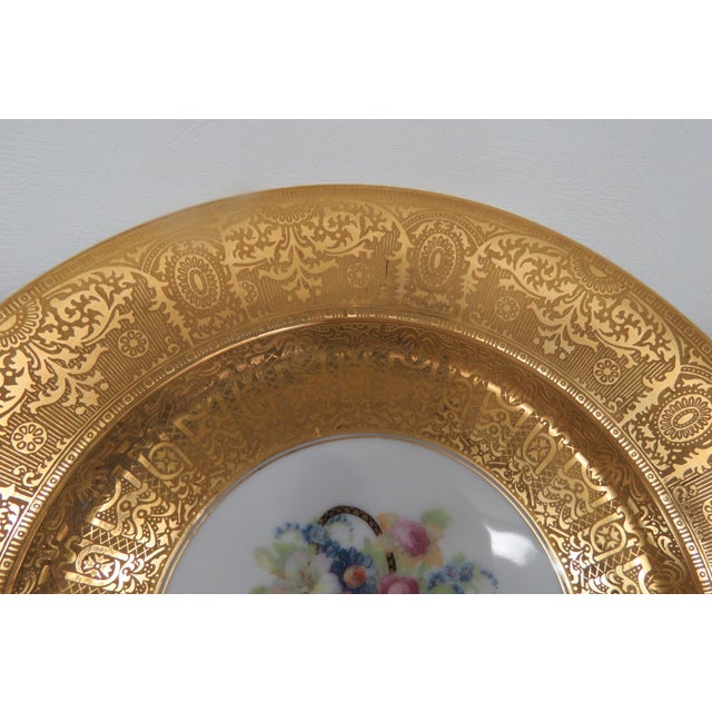 Early 20th Century Heinrich and Co Selb Bavaria Porcelain 22k Filigree Set of 5 Plates 4802b For Sale - Image 9 of 17