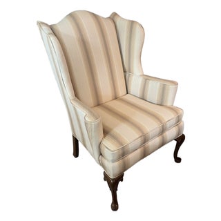 Vintage Queen Anne Wingback Chair For Sale