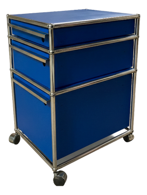 Matte Blue M63 Cabinet on Casters with Drawers attributed to Fritz Haller and Paul Schärer for USM Haller