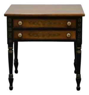 Genuine Hitchcock Solid Cherry Hand Stenciled Black & Gold 22" Square Accent End Table