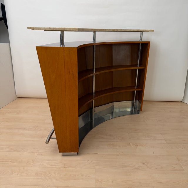 Mid-Century Bar Counter in Teak Wood, Metal and Travertine, Italy, 1970 For Sale - Image 6 of 18