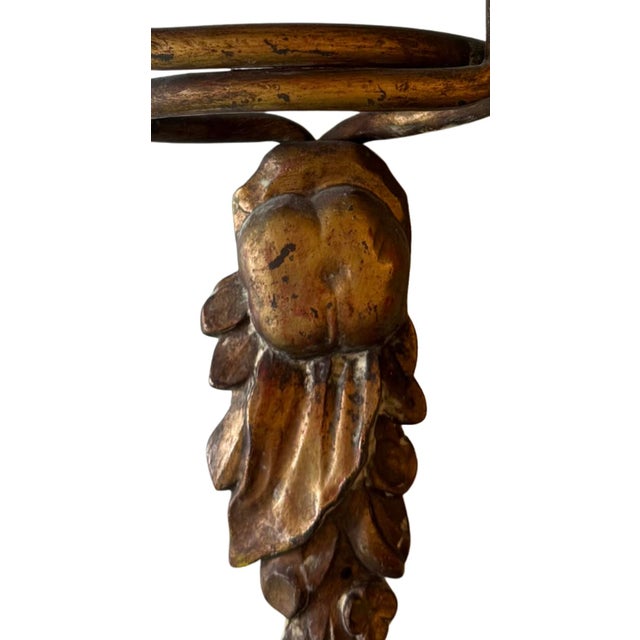 Vintage French wall sconce. Beautiful looped copper double arm wall light with carved wood base and aged copper/bronze...