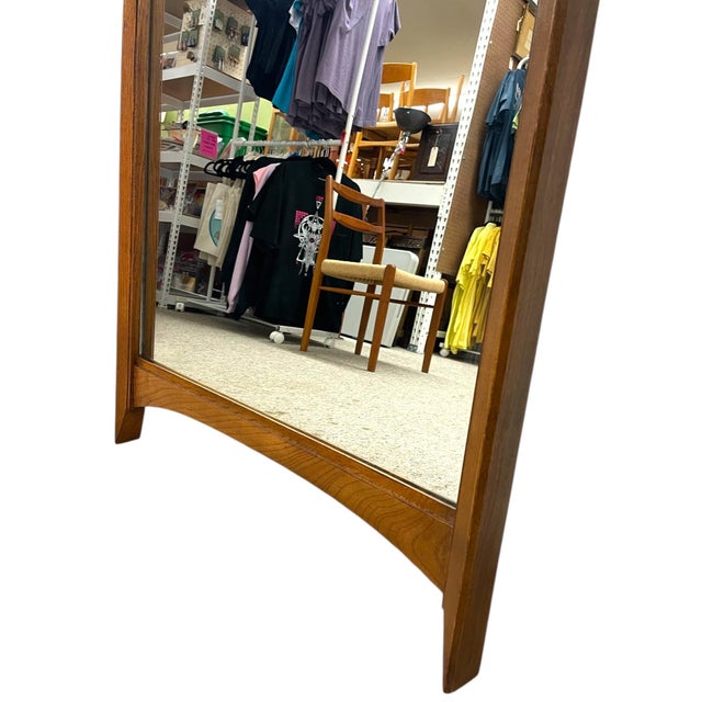 Mid-Century Modern Wall Mirror With Sculpted Wood Frame For Sale - Image 4 of 8