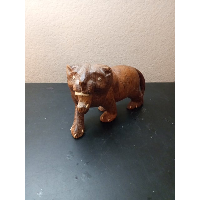 1980s 1980s Hand Carved Lion Sculpture For Sale - Image 5 of 6