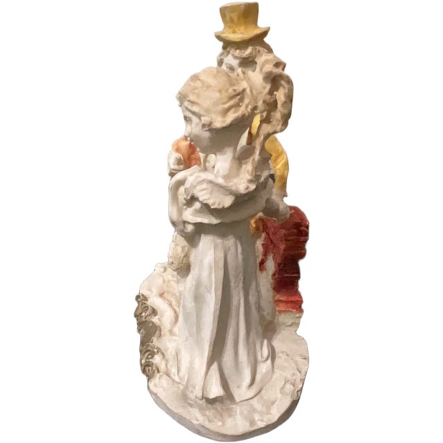 Mid Century Polychrome Chalkware Figurine of Romantic Couple in 18th Century Attire For Sale - Image 4 of 6