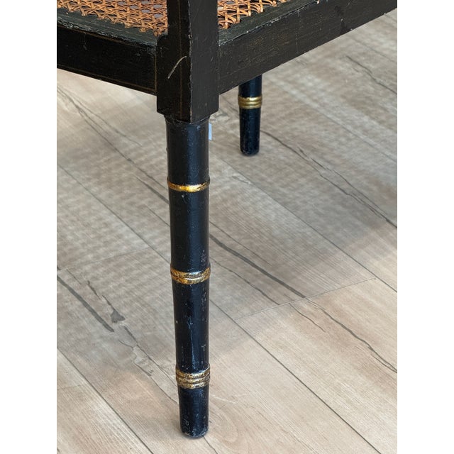 Early 19th Century Regency Black and Gold Painted Window Bench For Sale - Image 9 of 10