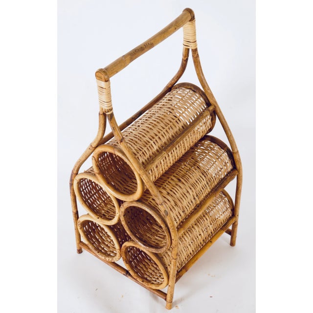 Mid 20th Century Rattan & Bamboo Wine Rack For Sale - Image 9 of 13
