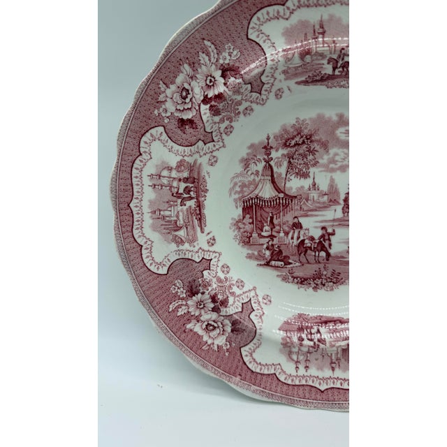 A Antique Staffordshire "Palestine" Pink Transfer Decorated Soup Plate, 1830’s Made in the Staffordshire district of Stoke...