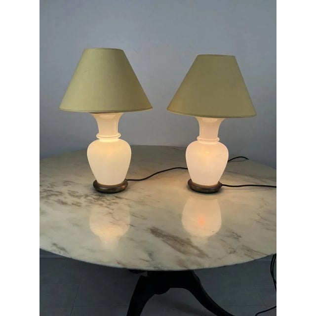 Murano and Brass Glass Table Lamps by F. Fabbian, Italy, 1970s, Set of 2 For Sale - Image 9 of 11