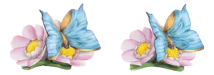 Herend Butterfly and Flower Porcelain Figurines, 2