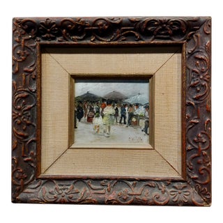 Women at the Market 1920s French Impressionist -Oil Painting For Sale