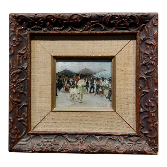 Women at the Market 1920s French Impressionist -Oil Painting For Sale