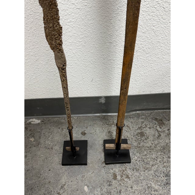 Wood + Iron Oar Artifacts on Stands, 19th Century For Sale - Image 9 of 12