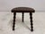 Vintage French stool Half-moon (demilune) wooden top Bobbin style turned legs Tripod milking stool