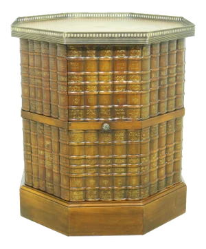 1990s Theodore Alexander Octogonal Leather Bookspline Bar Cabinet