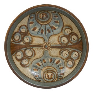 Stoneware Bowl with Hand-Painted Abstract Motif from Søholm, 1950s For Sale