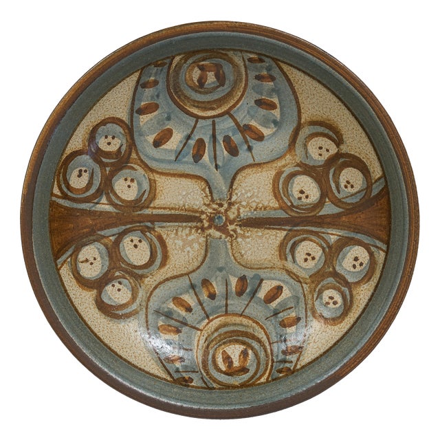 Stoneware Bowl with Hand-Painted Abstract Motif from Søholm, 1950s For Sale