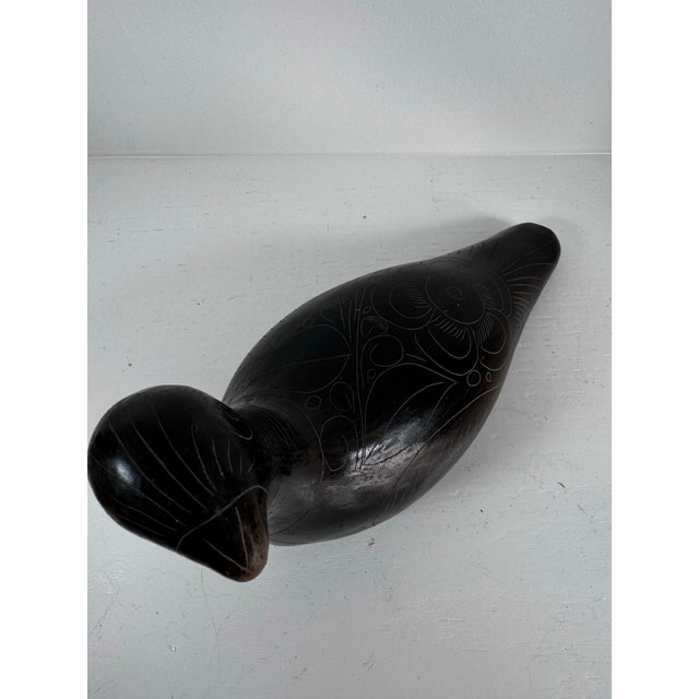 1960s Pair of Vintage Mexican Black Clay Bird Sculptures, Mid-Century Folk Art For Sale - Image 5 of 12