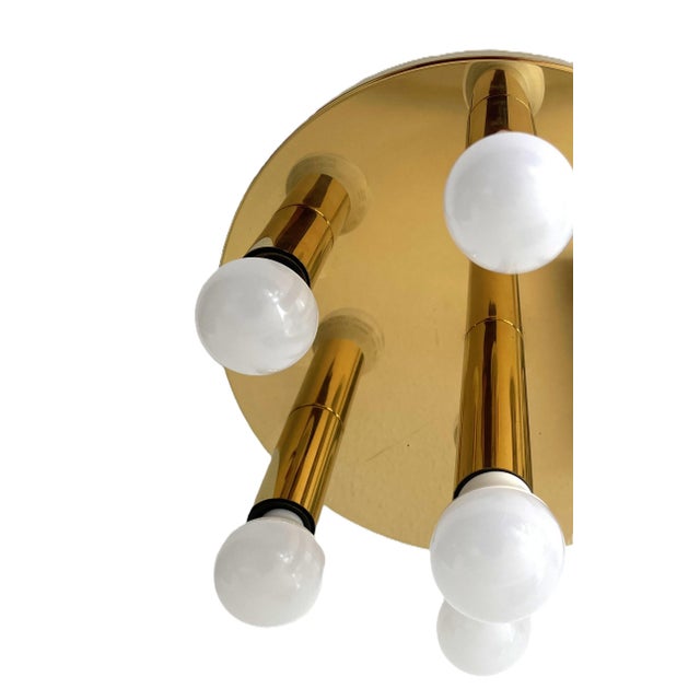 Mid-Century Modern Mid-Century Brass Seven Light Flush Mount by Sölken Leuchten, 1970s For Sale - Image 3 of 9