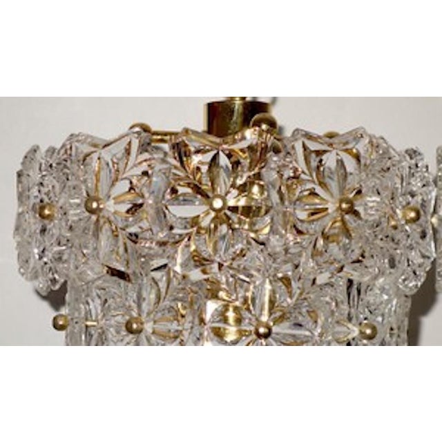 Gilded Brass and Crystal Glass Chandelier from Sölken Leuchten, 1970s For Sale - Image 6 of 11