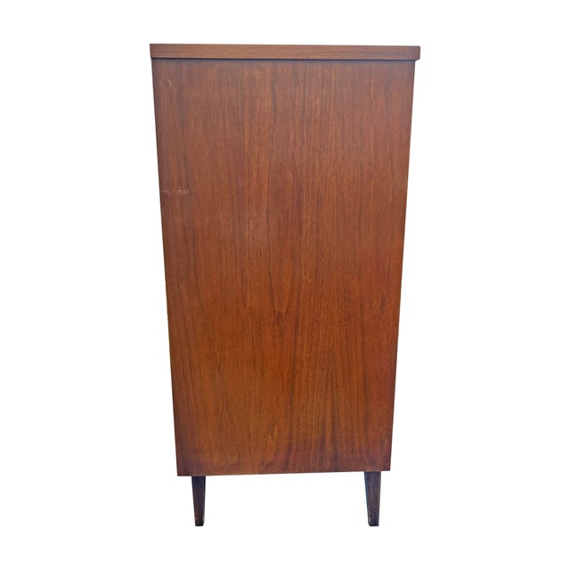 Brown Mid Century Modern Vintage Tall Dresser High Boy in Albert Parvin Style Sculpted Design For Sale - Image 8 of 8