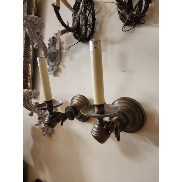 Metal Pair of Hand Form Wall Sconces For Sale - Image 7 of 11