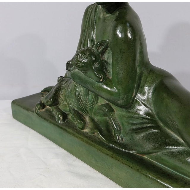 Art Deco Sculpture of La Demoiselle et le Chevreau by A. Godard, Early 1900s For Sale - Image 13 of 18
