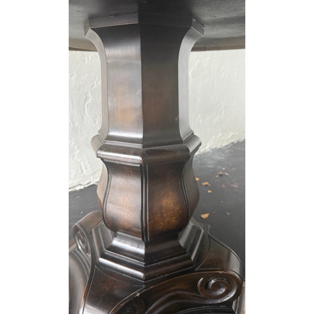 1970s Mastercraft Burlwood Expandable Dining Table — No Leaves Included For Sale - Image 12 of 15