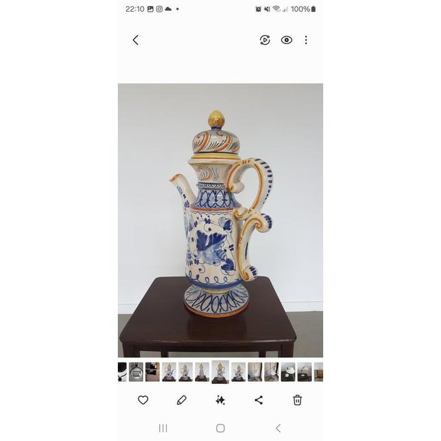 Italy Ceramic Majolica Teapot from Deruda For Sale - Image 8 of 9