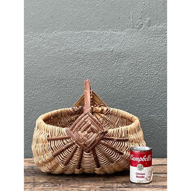 Chestnut Vintage Handcrafted Shaker Rattan Basket For Sale - Image 8 of 12