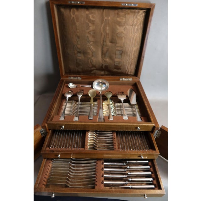 Silver-Plated Metal Cutlery Set in Box, 1930s, Set of 116 For Sale - Image 12 of 12