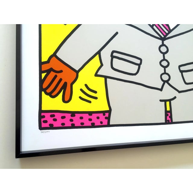 Keith Haring Vintage 1990 Lmtd Edtn Collector's Framed Pop Art Original Silkscreen Print " Earthman " 1986 For Sale In Kansas City - Image 6 of 13
