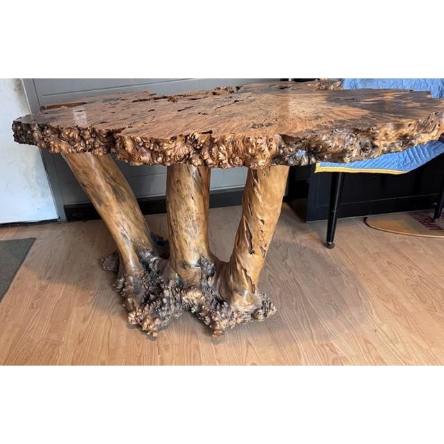 Abstract Expressionism Handcrafted Burlwood Table - One of a Kind Statement Piece For Sale - Image 3 of 11