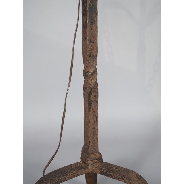 19th Century A French Wrought Iron Floor Candelabra With Candle Snuffer, Late 19th Century For Sale - Image 5 of 16