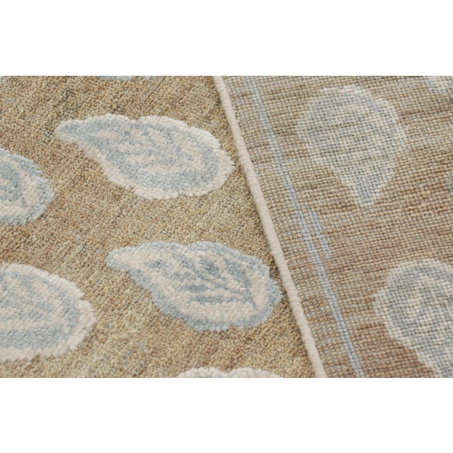 Textile Rug & Kilim’s Modern Block Print Rug in Beige with White and Blue Floral Pattern - 5x7 For Sale - Image 7 of 7