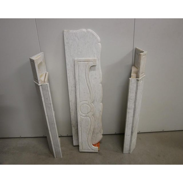 Stone Fireplace Frame in White Marble, Early 1900s For Sale - Image 7 of 18