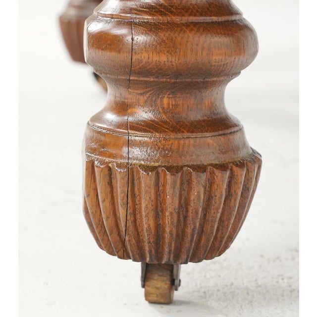 Antique Oak Victorian Dining Table With Casters For Sale - Image 13 of 14