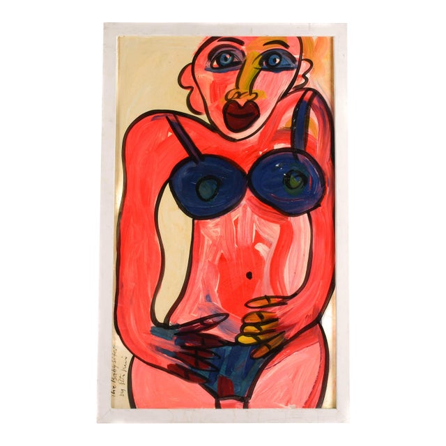 Framed Signed Peter Keil "The Babysitter" Mixed Media on Masonite For Sale