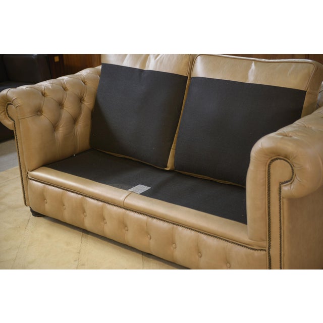 Vintage English Chesterfield Sofa in Beige Leather, 1990s For Sale - Image 9 of 15