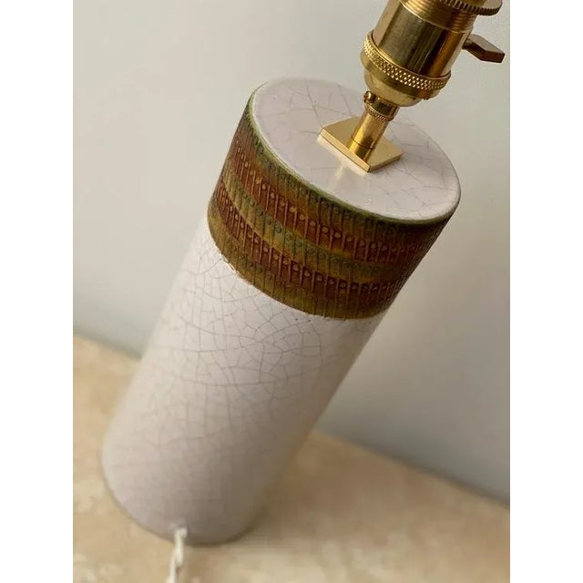 Bitossi White and Brown Ceramic Table Lamp by Bitossi, 1960s For Sale - Image 4 of 8