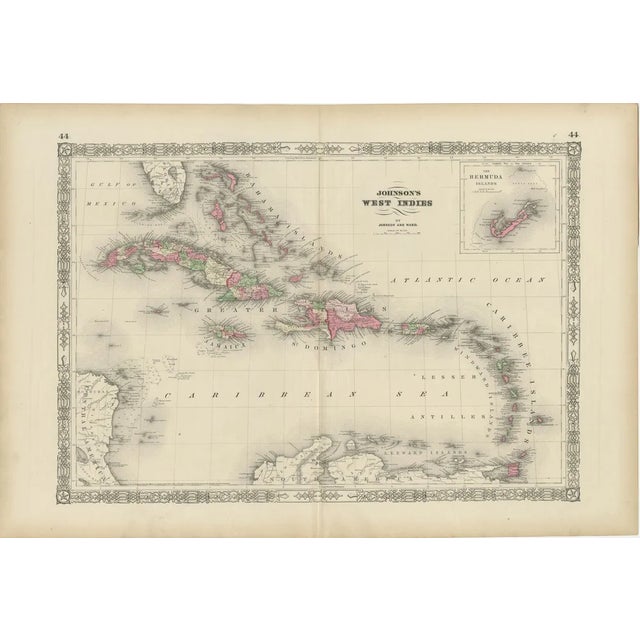 Map of the West Indies and Bermuda, 1864 For Sale