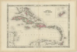Map of the West Indies and Bermuda, 1864
