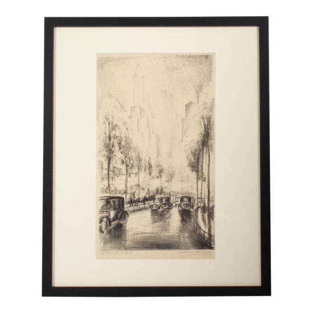 1929 “Central Park” Lithograph by Adrian Hibbins For Sale