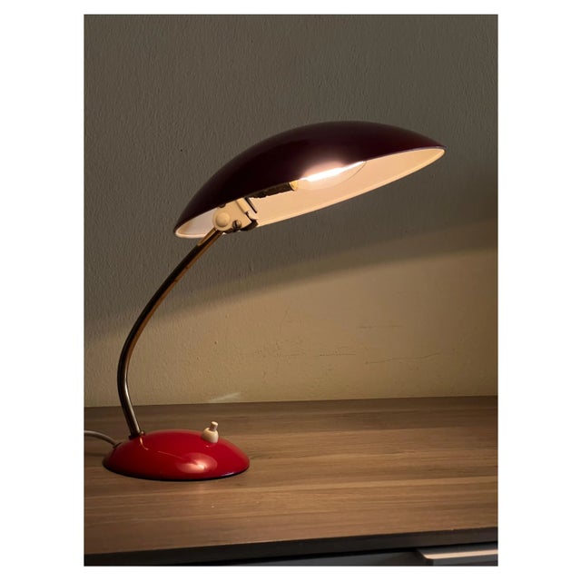 Red Bauhaus Table Lamp from Kaiser Leuchten, 1950s For Sale - Image 8 of 15