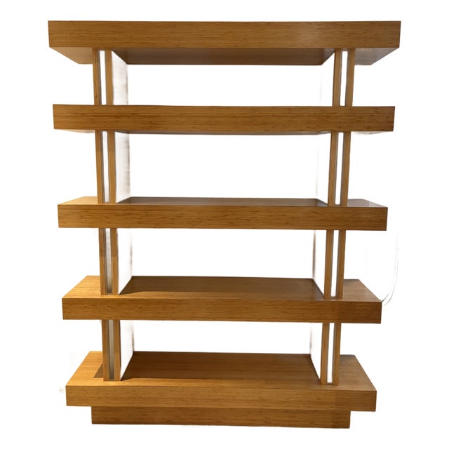 Custom Built Bamboo Wood Book Shelf With Led Lighting For Sale